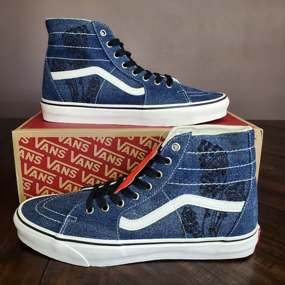 Vans Sk8-Hi Tapered Denim Embroidery Men Size 11.5, Women Size 13 - Picture 1 of 12